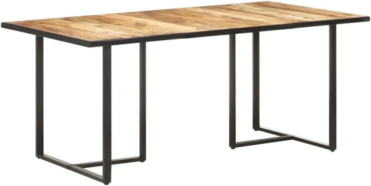 Table à manger moderne en bois de manguier et fer, 180x90 cm, pour salon et cuisine
