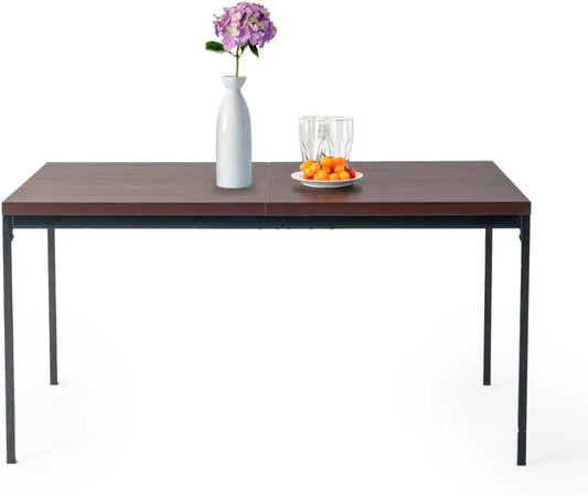 Table à Manger Rectangulaire Espresso FurnitureR, 150 cm, 4-6 Personnes, Design Moderne Élégant, Plateau en Bois Épais avec Cadre Métallique, Intérieur & Extérieur