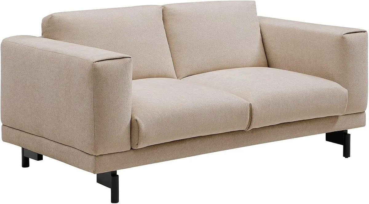 Canapé 2 Places en Tissu Chenille Beige - Élégance et Confort DEMBOLA
