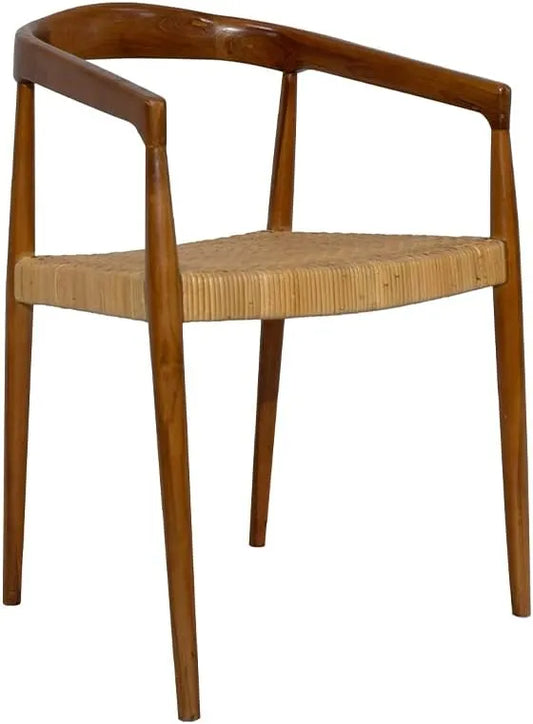 Chaise Miliboo NEGARA en Teck Massif et Rotin Tressé - Style Ethnique