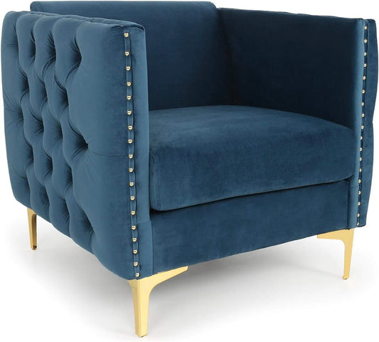 Fauteuil Bleu Velours Joshua par Menzzo