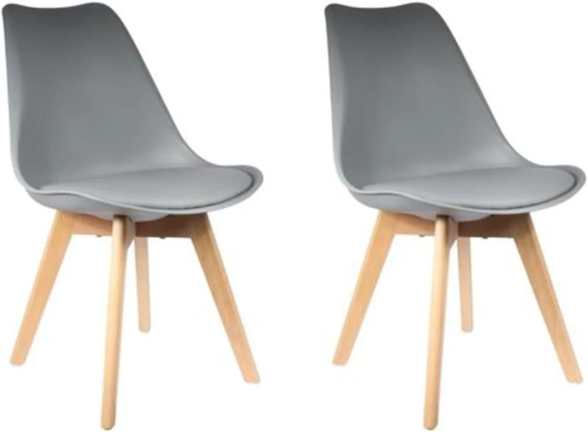 Chaises Scandinaves avec Coque en PP et Coussin, Lot de 2 - Design Moderne et Confort - Finition Mate - 48,1x51x82,5 cm - Gris