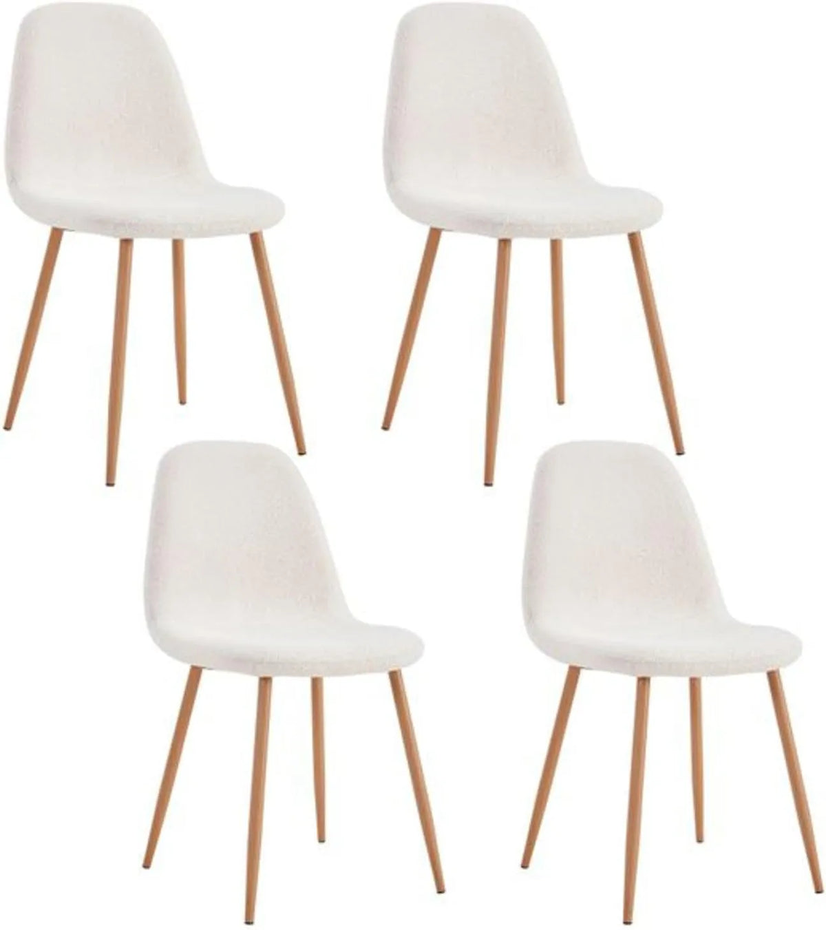 Lot de 4 Chaises Freya en Tissu Bouclette pour Salon et Salle à Manger