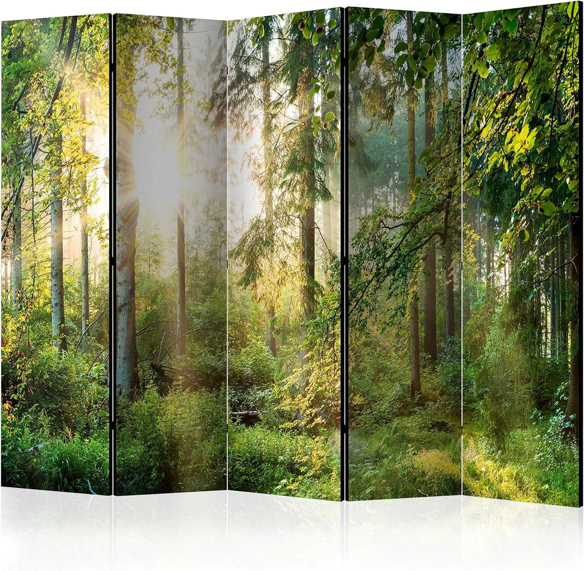 Paravent Décoratif en Bois 225x172 cm – Séparateur de Pièce avec Impression d'Arbres et Paysage Naturel