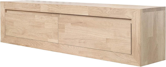 Nordicstory Meuble TV en Chêne Massif avec Rangement et Tiroirs 120 cm