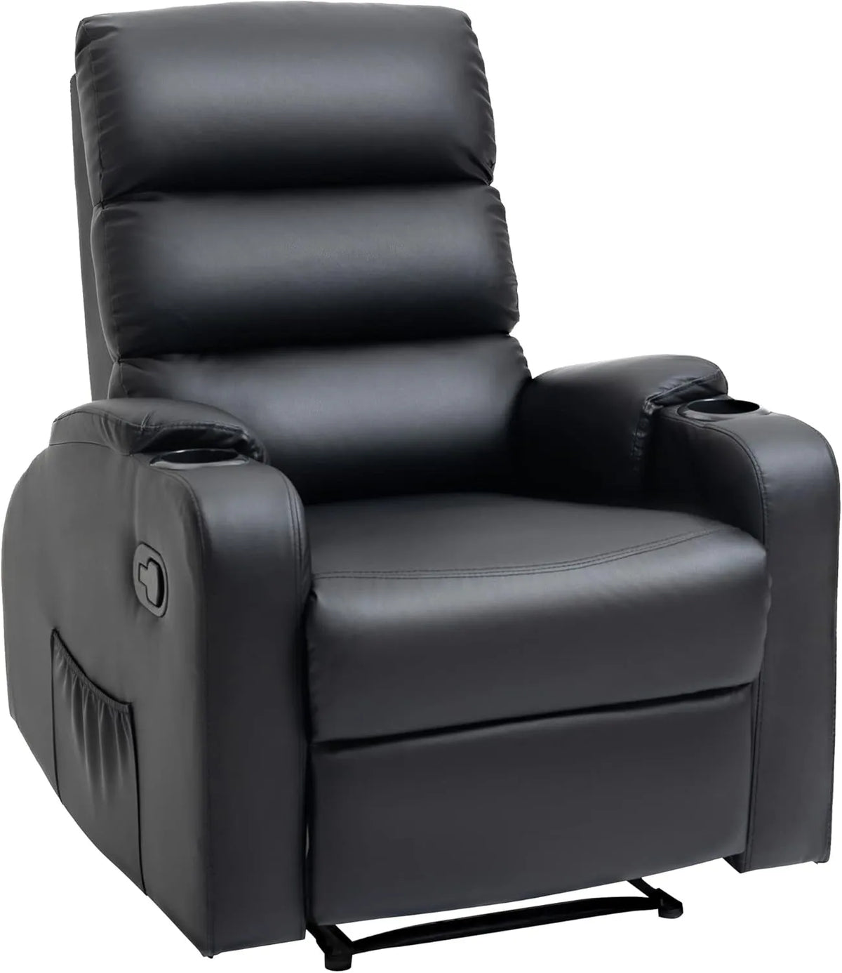 Fauteuil Relax Inclinable avec Repose-Pied Réglable en Similicuir Noir - HOMCOM