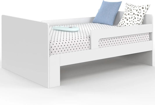 Lit Évolutif Gaspard 90x140/190 cm Bois Blanc avec Barrières