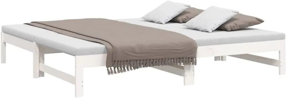 Lit Gigogne en Bois Blanc 90x190 cm sans Matelas