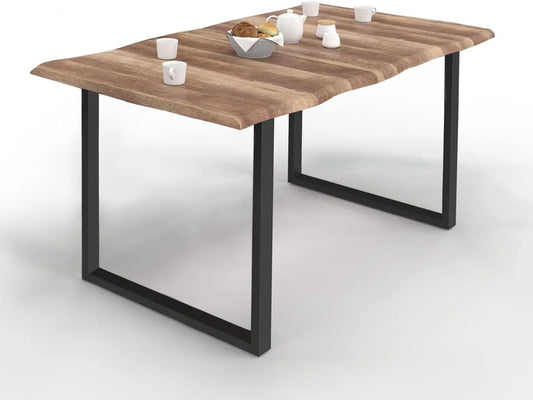 Table à Manger Industrielle Dakota 6 Places avec Pieds en U - 160 cm