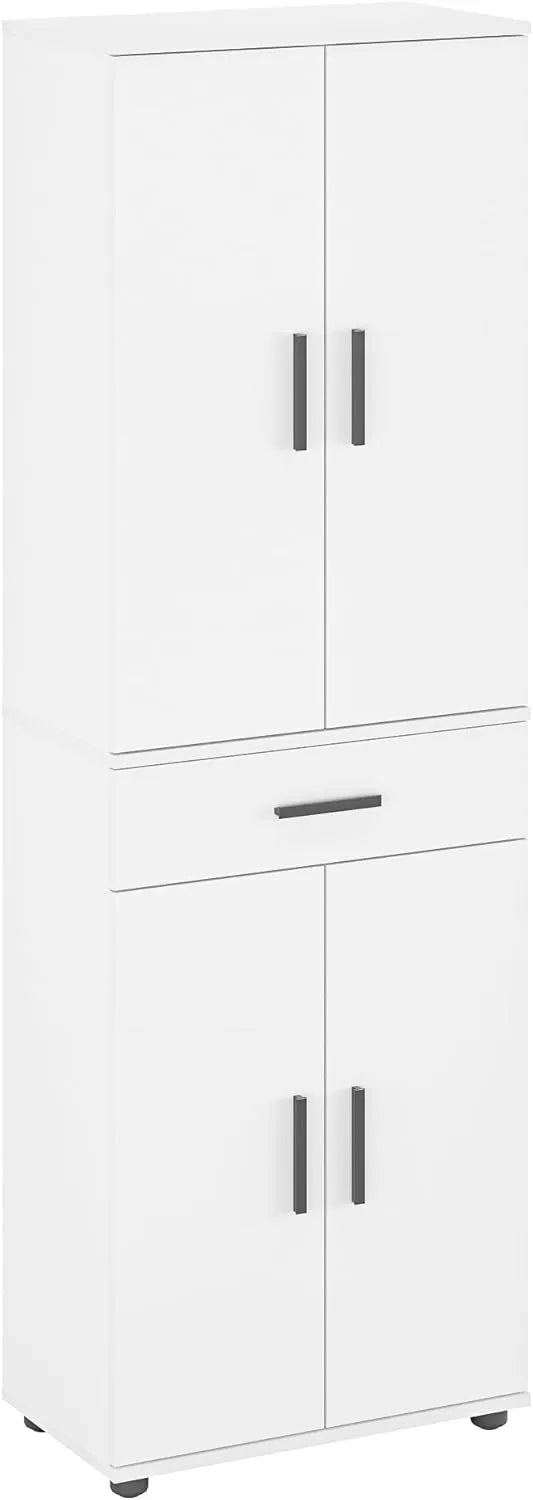 Armoire de Rangement Blanche avec Tiroir et Étagères pour Intérieur Moderne