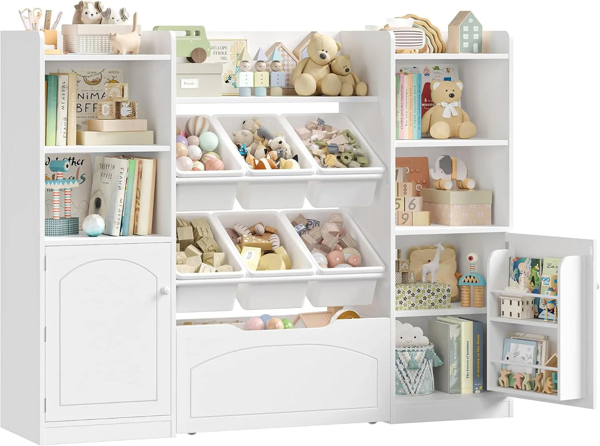 Meuble de Rangement Enfant avec Étagères et Boîtes Amovibles - Blanc