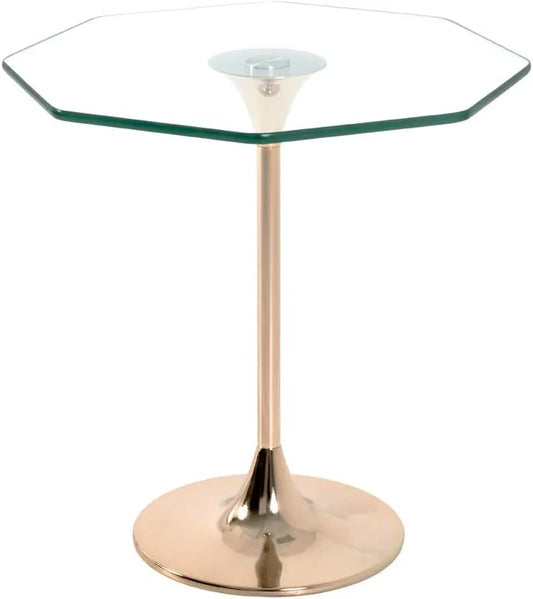 Table d'appoint en métal doré avec verre trempé 8 mm - Art Déco, 45x47x45 cm