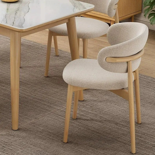 Ensemble de 4 chaises de salle à manger en bois, tissu moderne, style ferme, beige