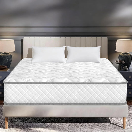 Matelas Hybride 140x190 cm, Épaisseur 26 cm, Mousse Mémoire et Ressorts Ensachés, Confort Moyenne Fermeté, Ultra Respirant et Résilient, Certifié Oeko-TEX, Soutien 10 Zones, Anti-Bactérien