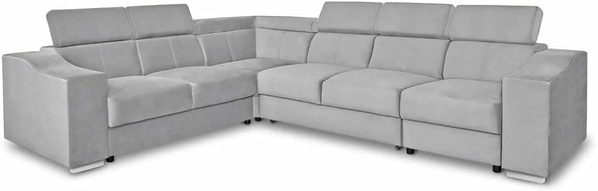 Canapé d'angle réversible en velours gris clair - Mobilier Déco Lucky