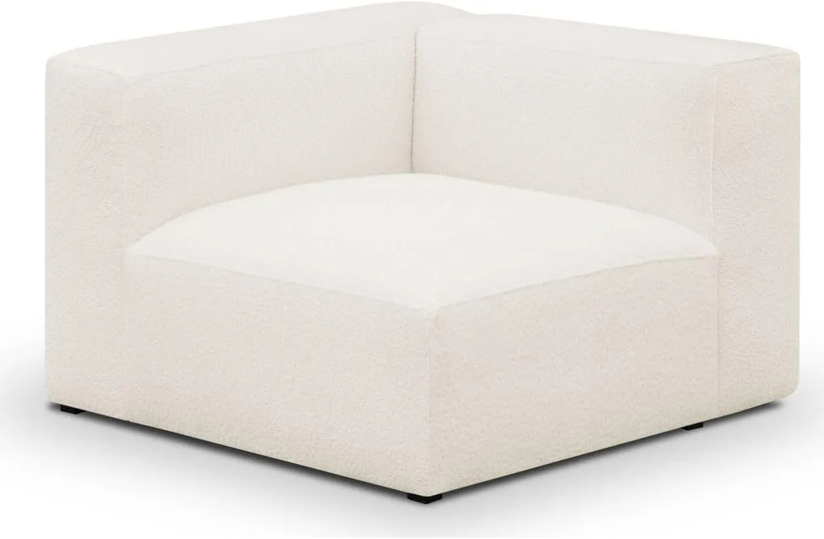 HOMIFAB Méridienne d'angle gauche modulable en tissu bouclé beige - Modulo