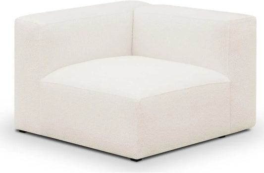HOMIFAB Méridienne d'angle gauche modulable en tissu bouclé beige - Modulo