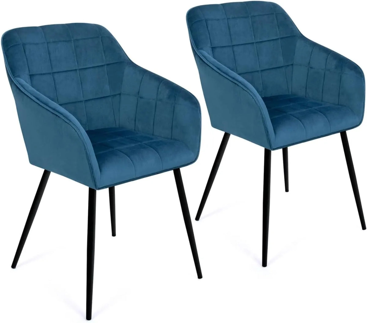 Ensemble de 2 Fauteuils de Salle à Manger Mady en Velours Bleu Canard