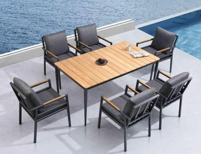 Salon de Jardin en Aluminium et Teck 6 Places - Gloria