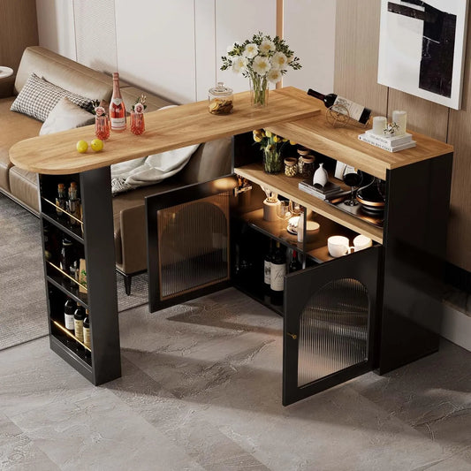Table Extensible de Cuisine Noire avec Rangement et Plan de Travail