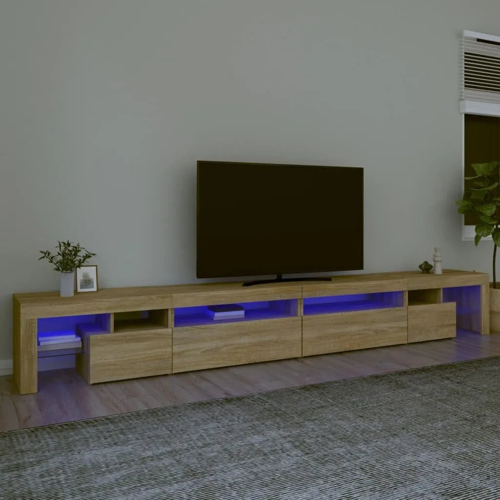 Meuble TV en Chêne Sonoma avec Éclairage LED 290x36,5x40 cm