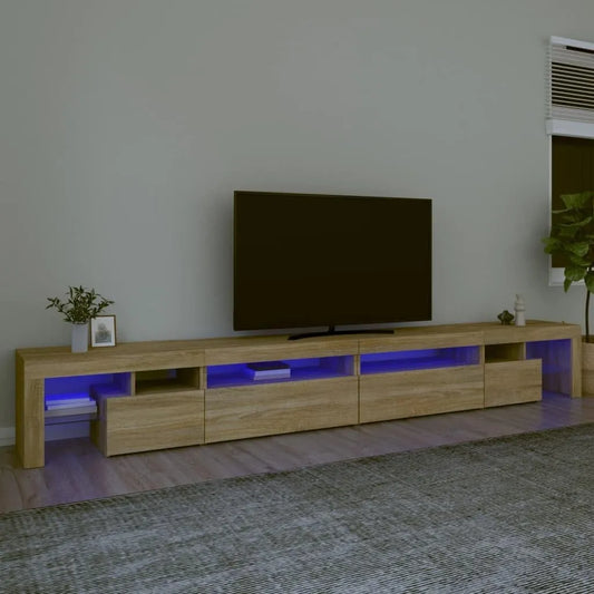 Meuble TV en Chêne Sonoma avec Éclairage LED 290x36,5x40 cm