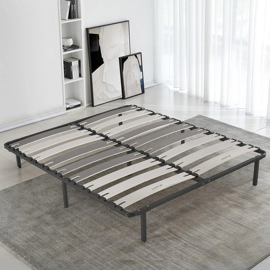 Sommier Morpholattes 180x200 cm Gris avec 7 Pieds Inclus et Cadre Métal
