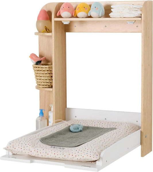 Table à langer murale avec espace de rangement en bois - Vertbaudet