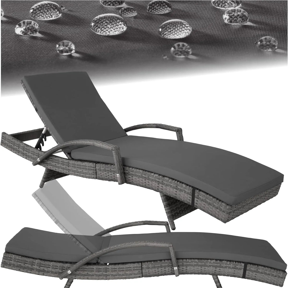 Chaise Longue Réglable en Résine Tressée pour Jardin - Dossier 5 Positions