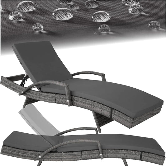 Chaise Longue Réglable en Résine Tressée pour Jardin - Dossier 5 Positions