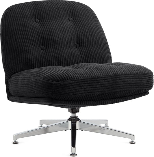IWMH Fauteuil Scandinave en Velours Noir, Chaise Ergonomique avec Pieds Croisés pour Salon et Chambre