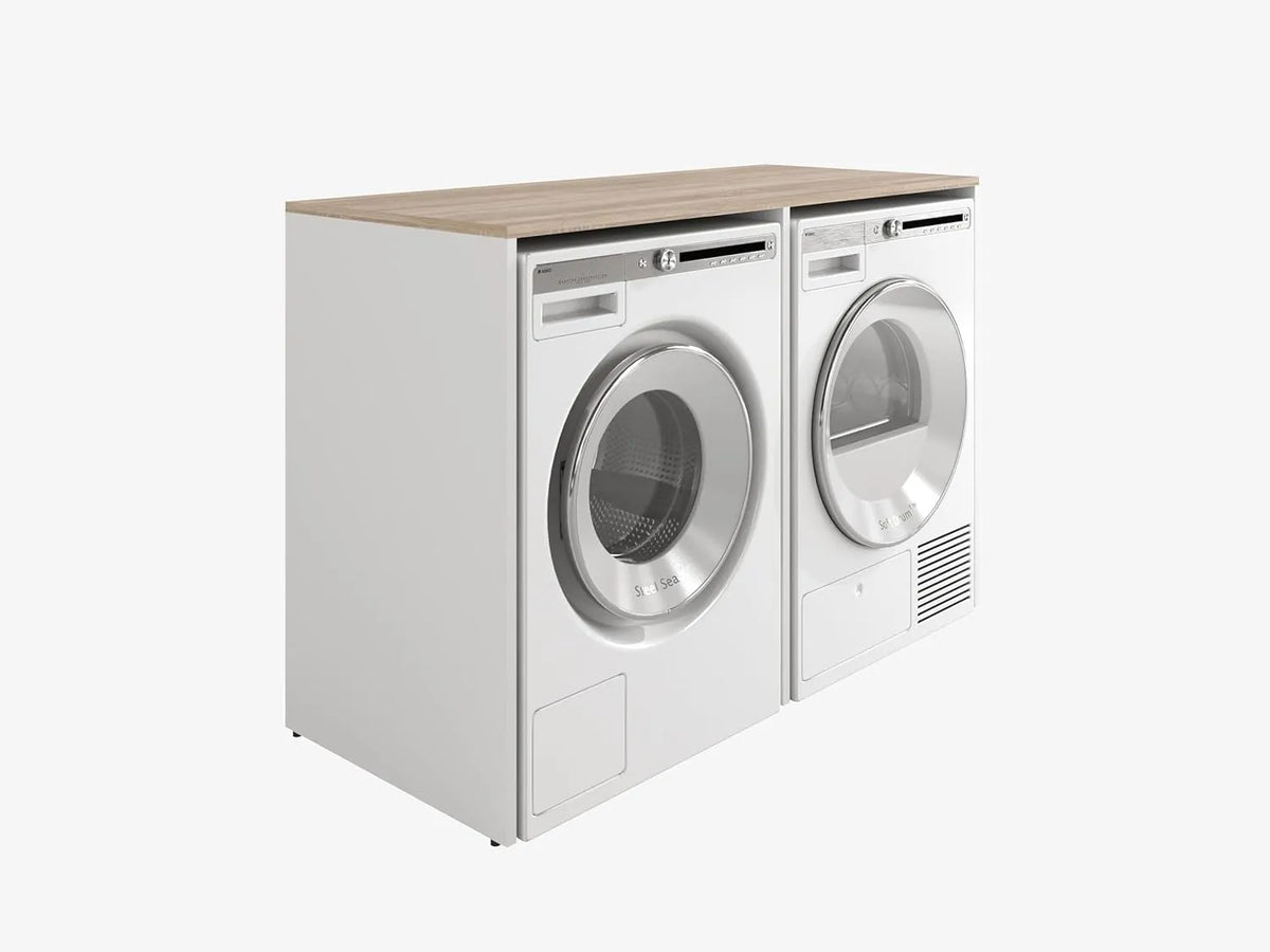 Armoire de Rangement pour Lave-linge ou Sèche-linge 130x65 cm - Blanc et Chêne Sonoma