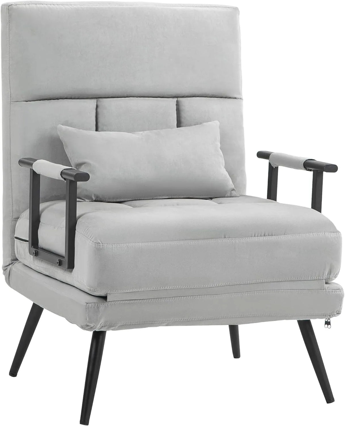 Fauteuil Convertible 3-en-1 avec Dossier Réglable, Économie d'Espace, Gris Velours