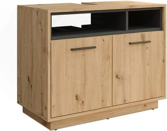 Meuble Vasque Beatrice en Chêne et Anthracite - 80 x 64 cm
