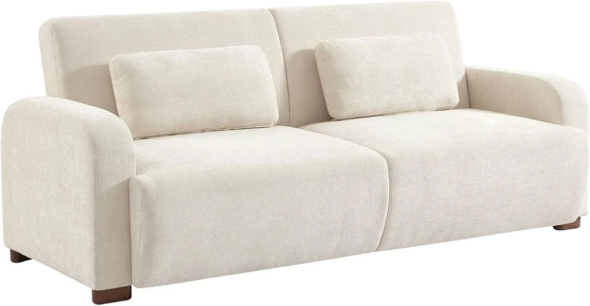 Canapé Lit 3 Places Tissu Blanc Cassé, 211 x 92 x 85 cm - Modèle Dany