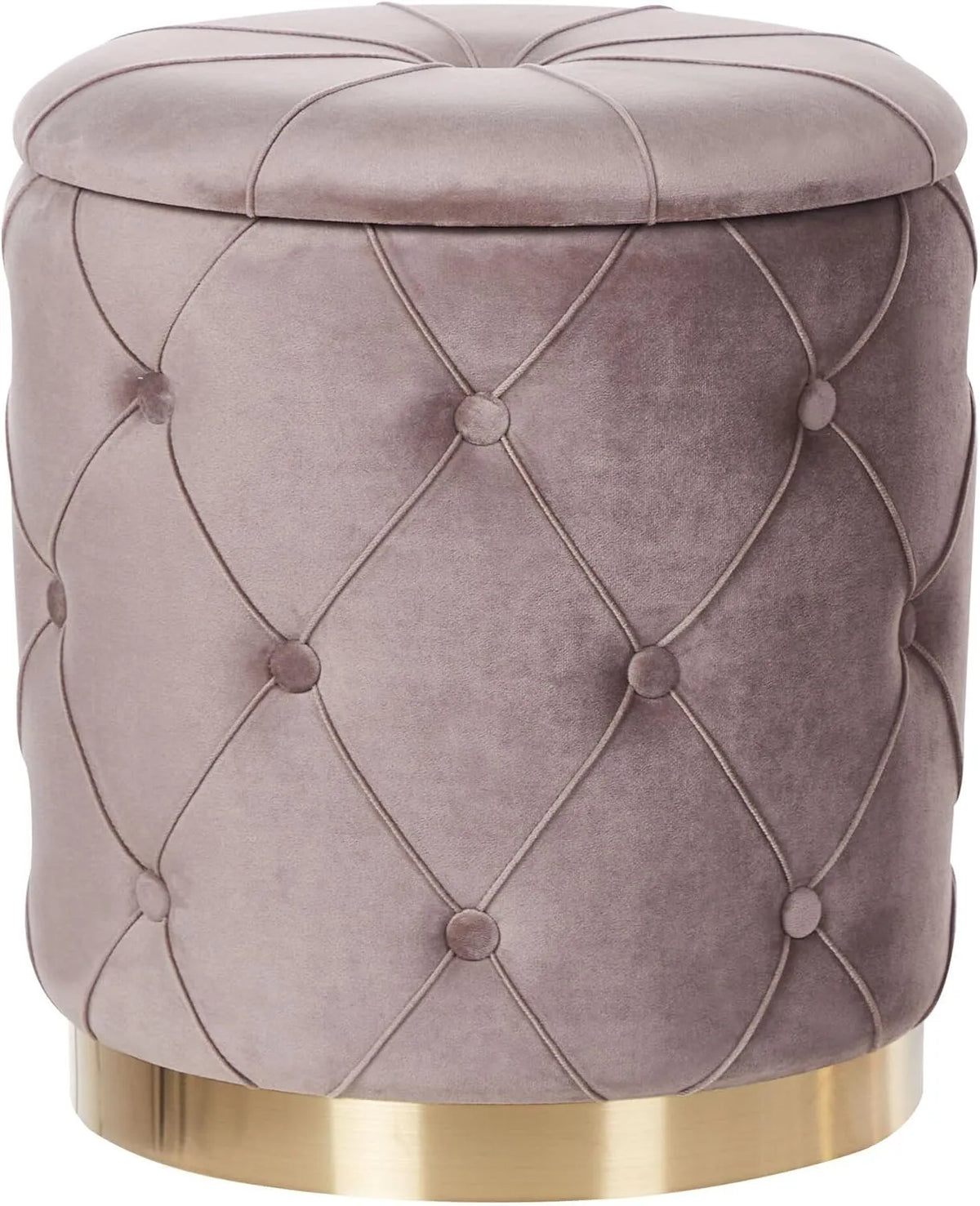 Ensemble de 2 Poufs Glamour Rétro en Velours Taupe avec Rangement