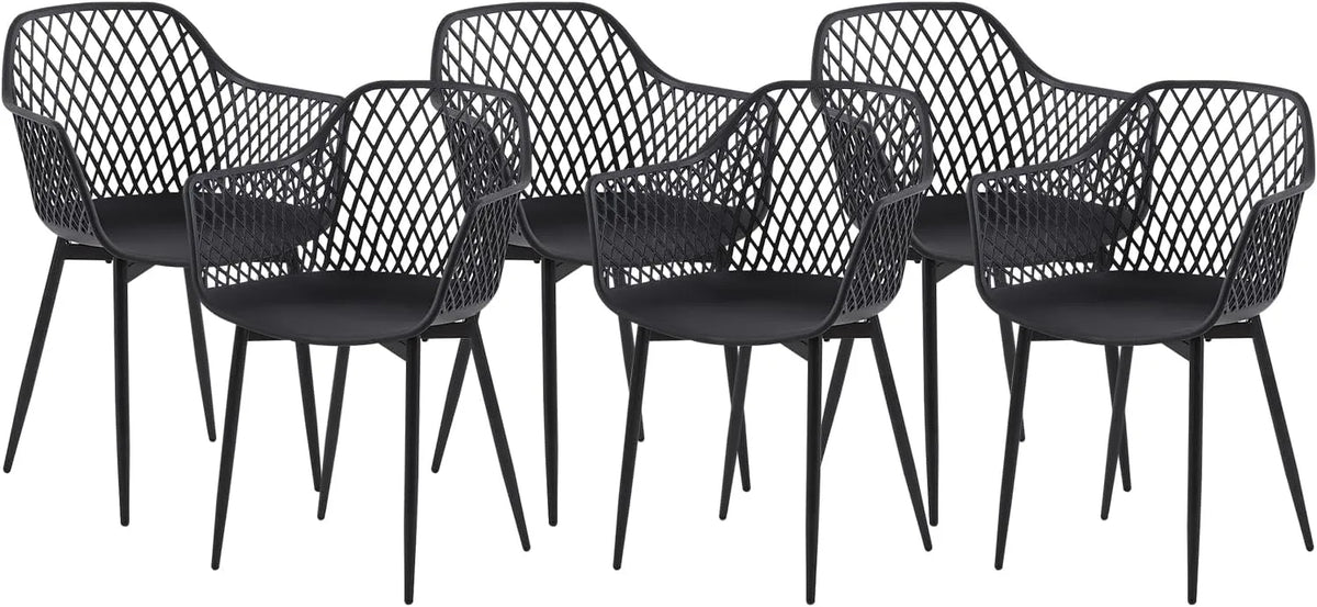 Ensemble de 6 chaises noires pour salle à manger avec pieds en métal, confortables pour cuisine et salon