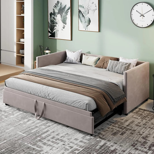Canapé-lit 3 places en velours gris, convertible 90/180 x 200 cm, lit double avec sommier à lattes pour salon ou chambre