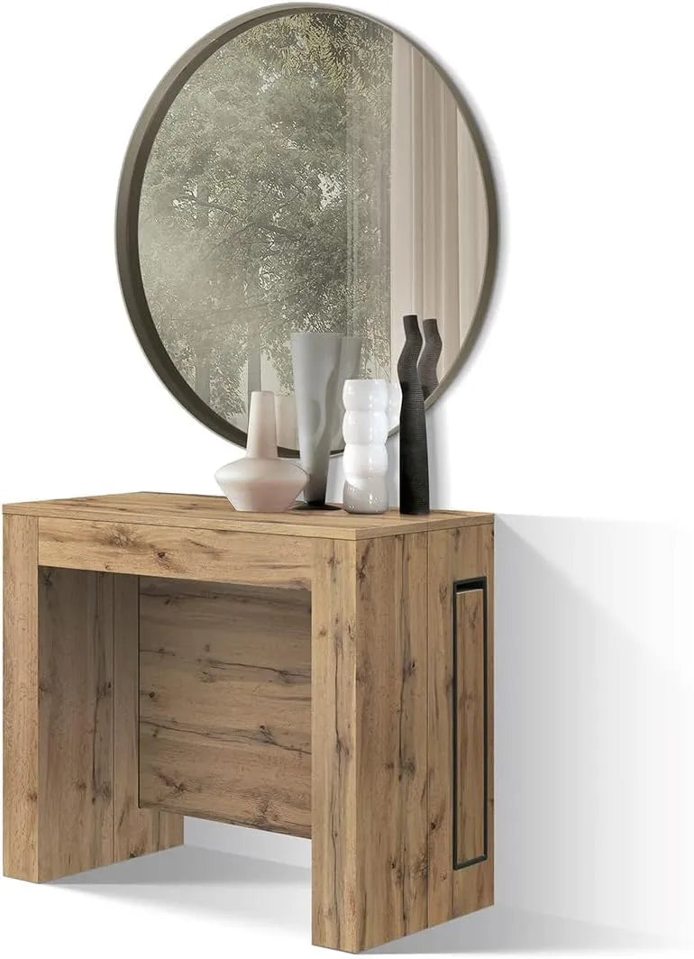 PAZZO DESIGN, Console Extensible Elvire en Chêne Rustique, 12 Places, Fabrication Italienne, 45 à 300 cm