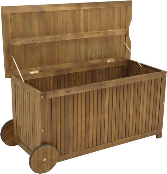 Coffre de Rangement Extérieur en Acacia FSC avec Roulettes - Navara