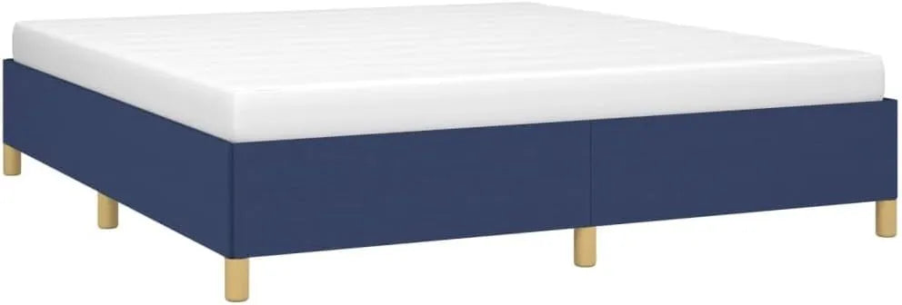 Cadre de Lit Double Rembourré Moderne en Tissu Bleu 160x200 cm avec Sommier