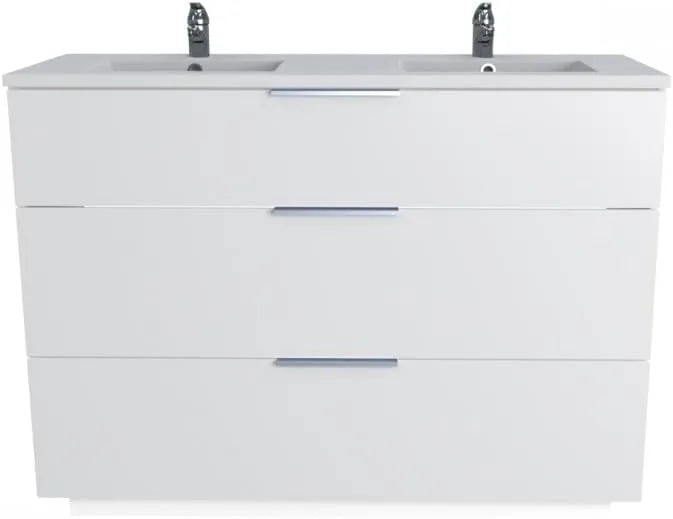 Ensemble Meuble Vasque Blanc 120 cm avec Lavabo et 3 Tiroirs