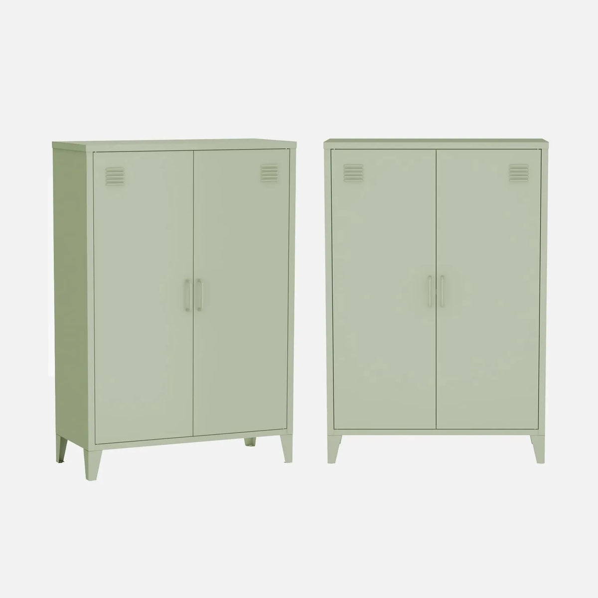 Lot de 2 armoires en métal vert Soho avec 2 portes, 75 x 33 x 110 cm