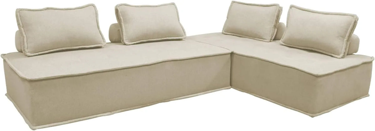 Chauffeuses Modulaires 2 Places en Tissu Beige - Lot de 2
