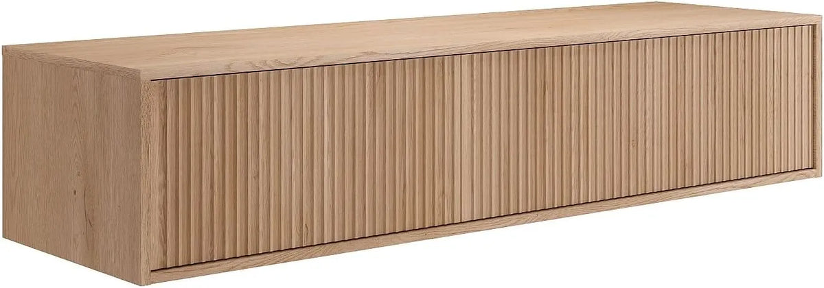 Meuble Vasque Suspendu 150 cm Bois Clair Strié - ARNEGA