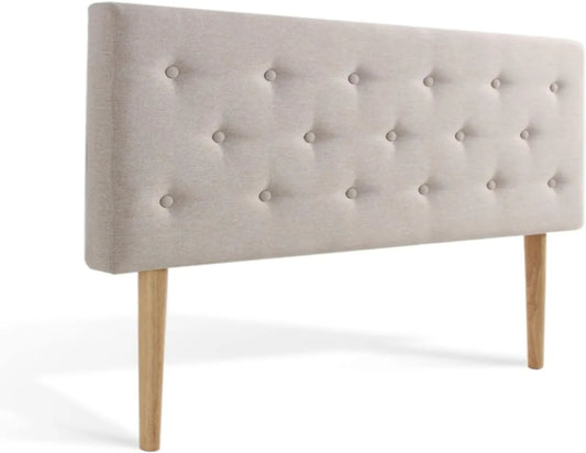 Tête de Lit Capitonnée Théa 160 cm en Tissu Beige - Confort Élégant