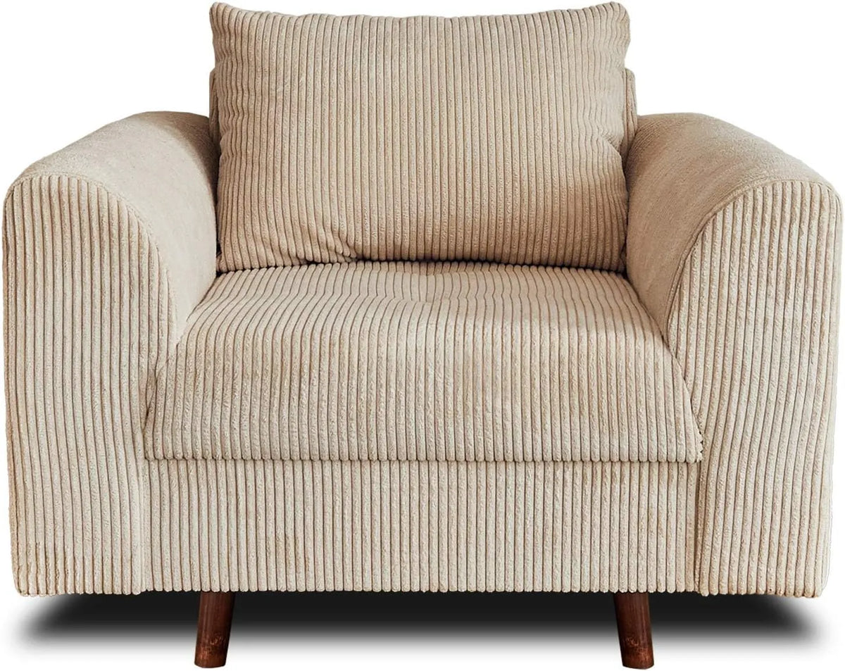 Fauteuil Rune en Velours Beige pour Salon - Design Élégant