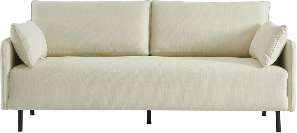 Canapé Droit 3 Places en Tissu Beige - Modèle Gabin