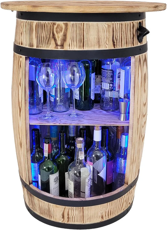 Armoire Bar en Bois avec Éclairage LED RGB et Étagères Décoratives - Meuble de Rangement pour Vin et Spiritueux