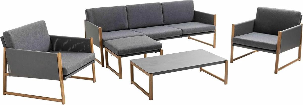 Ensemble de Jardin 5 Places en Aluminium Gris - Oviala